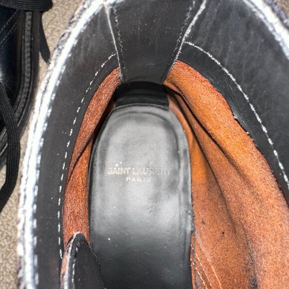 Saint Laurent Black Lace Up Boots Sz 43 - Picture 4 of 7